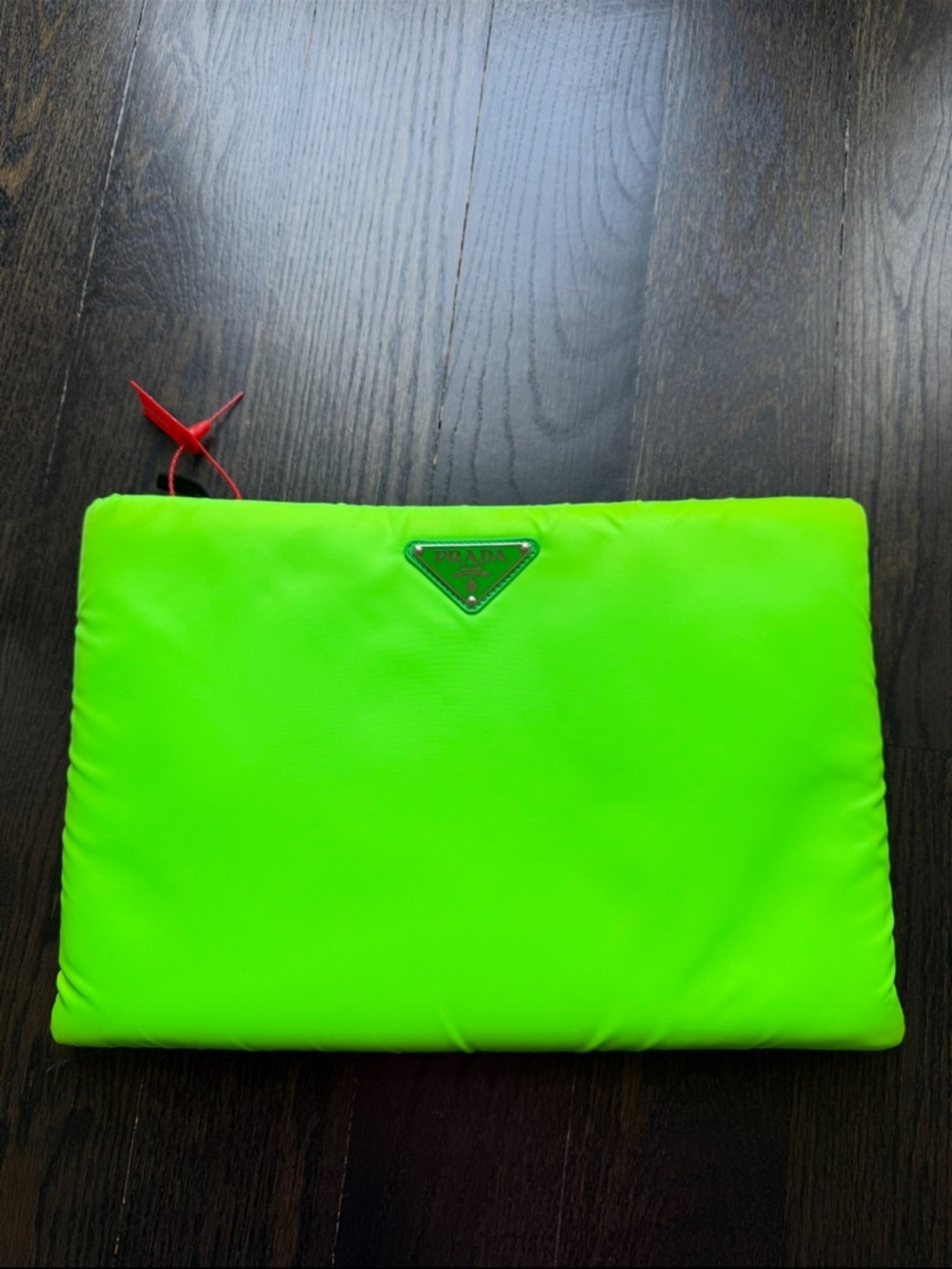 Prada Neon Lime Nylon Chain Clutch Crossbody Bag Limited Color - Picture 2 of 10